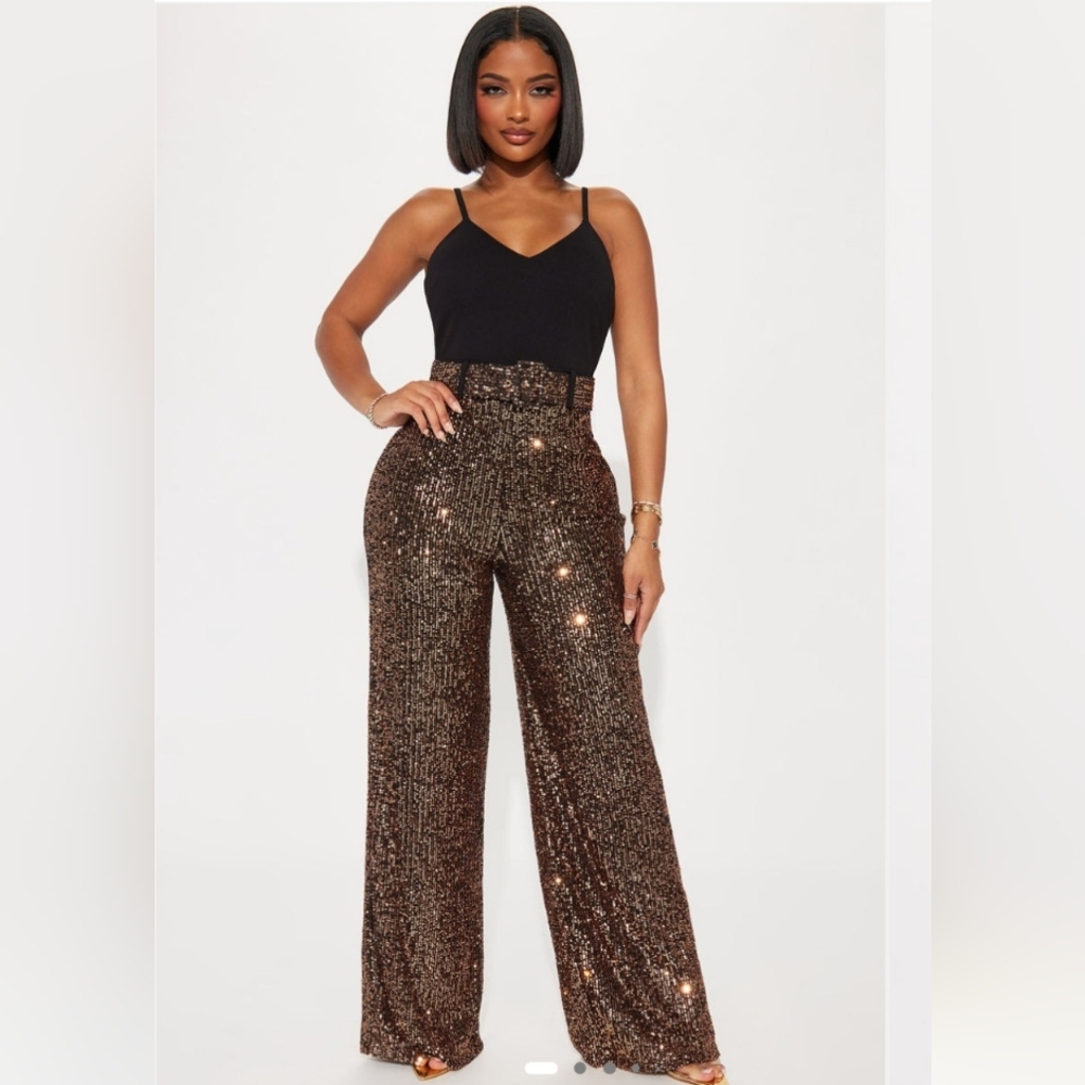 Sparkly Black and Bronze Sequin Jumpsuit Size Medium 8-10